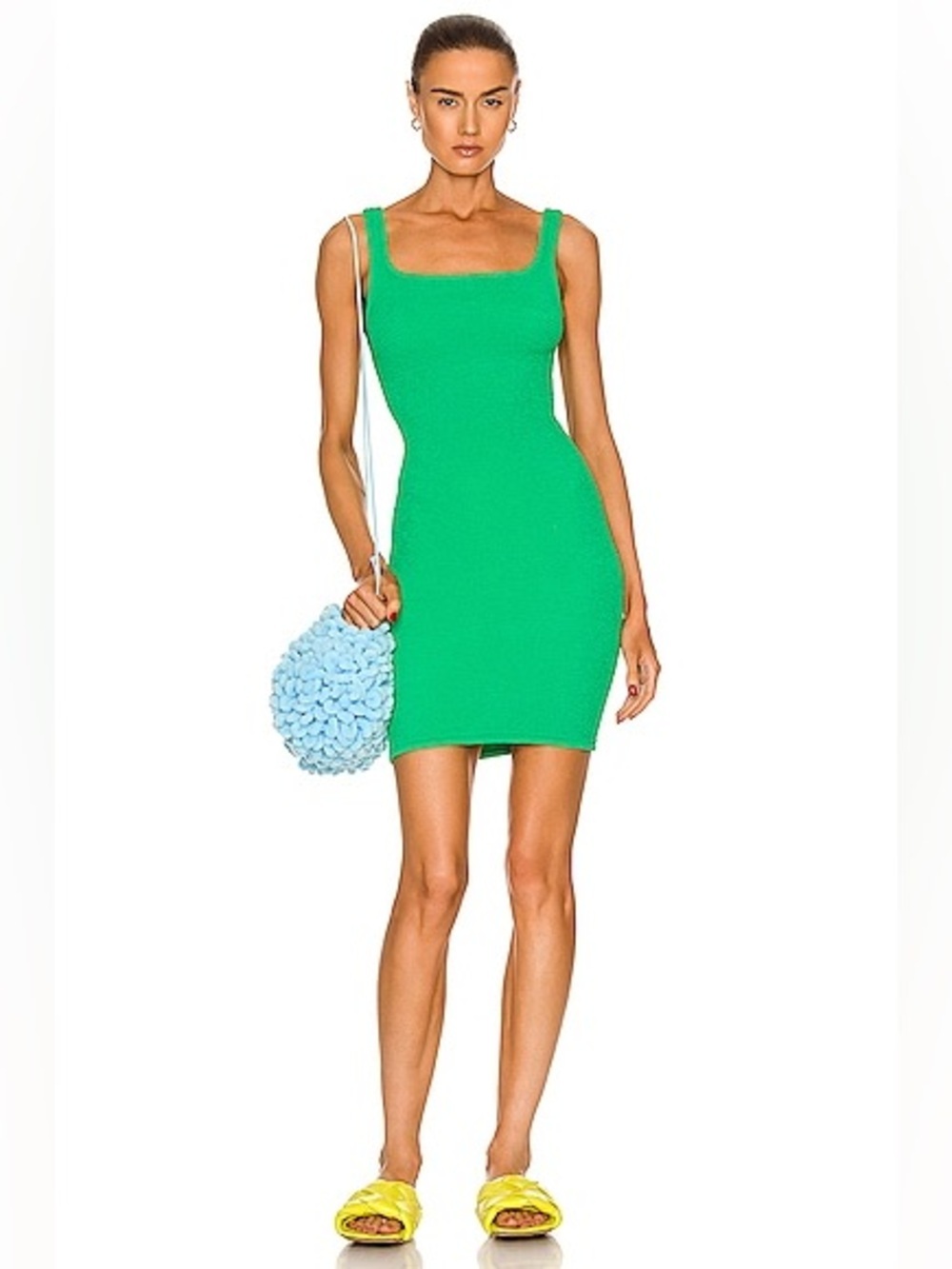 HUNZA G Tank Green Square-Neck Bodycon Dress (B)